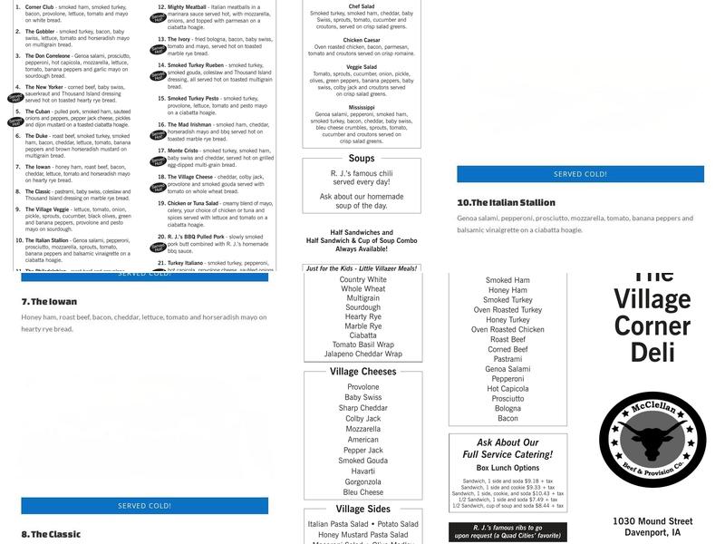 Village Corner Deli Menu