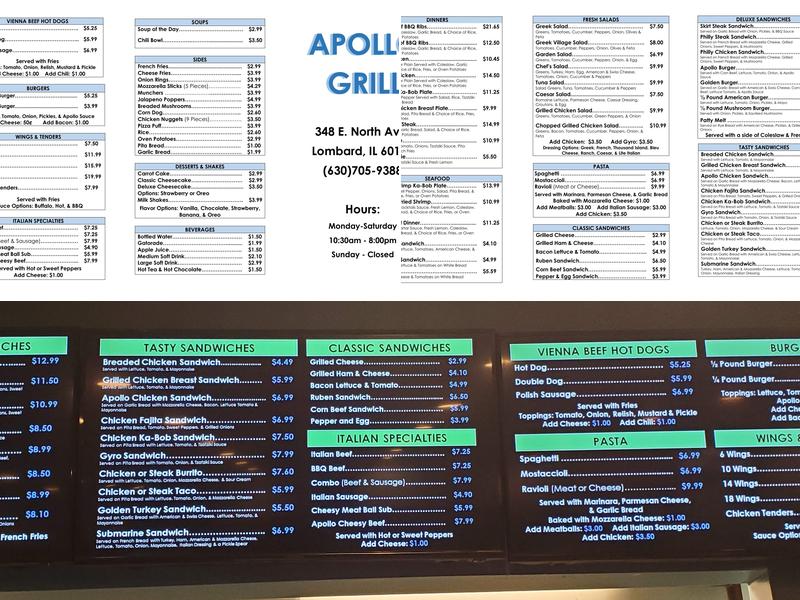 Apollo Grill Menu