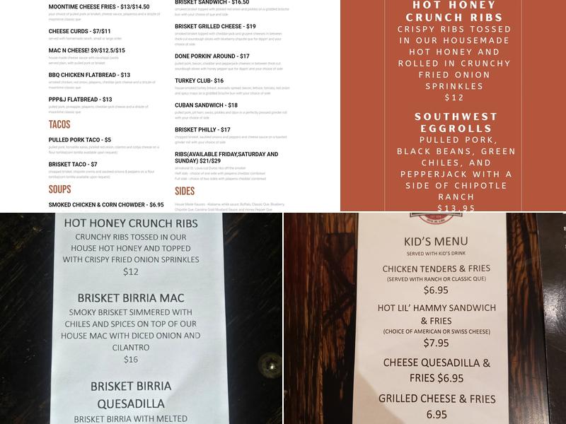 Moontime Smokin' Que Menu