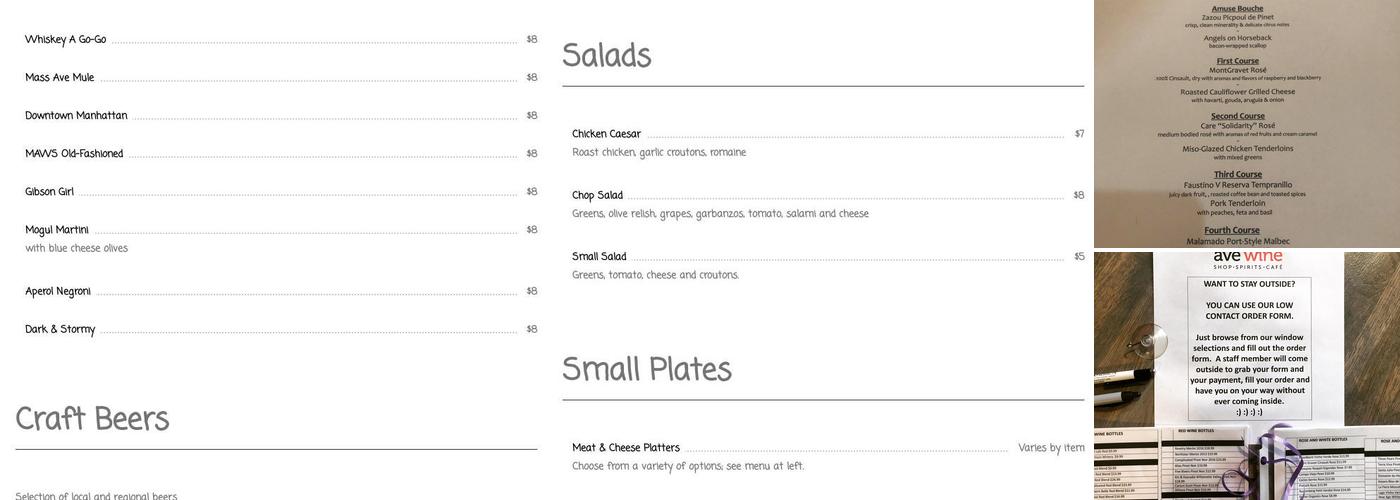 Mass Ave Wine Menu