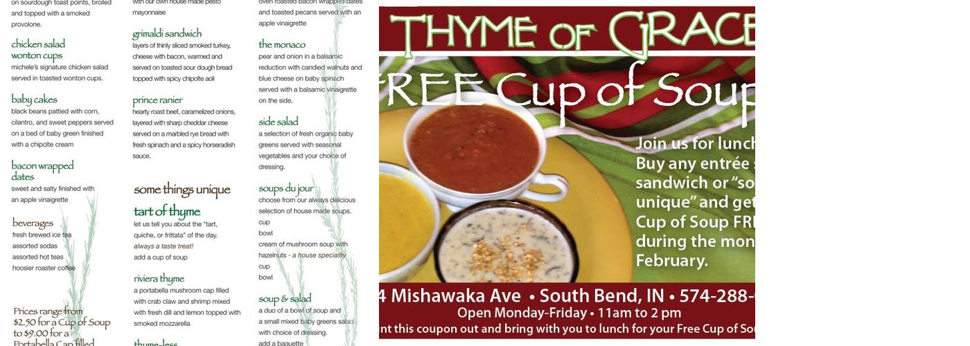 Thyme of Grace Menu