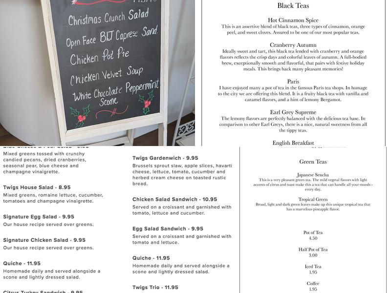 Twigs & Tea Menu