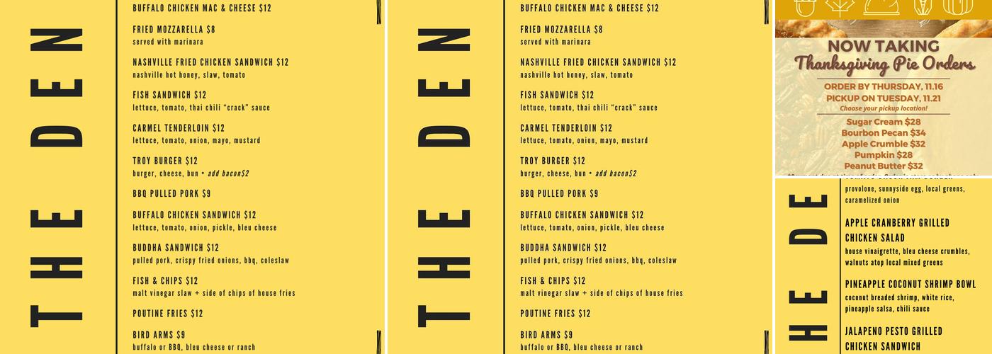 The Den by FoxGardin Menu