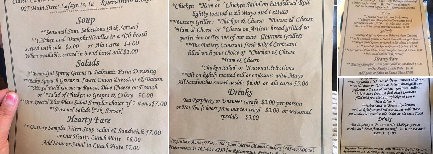 Buttery Shelf Eatery Menu