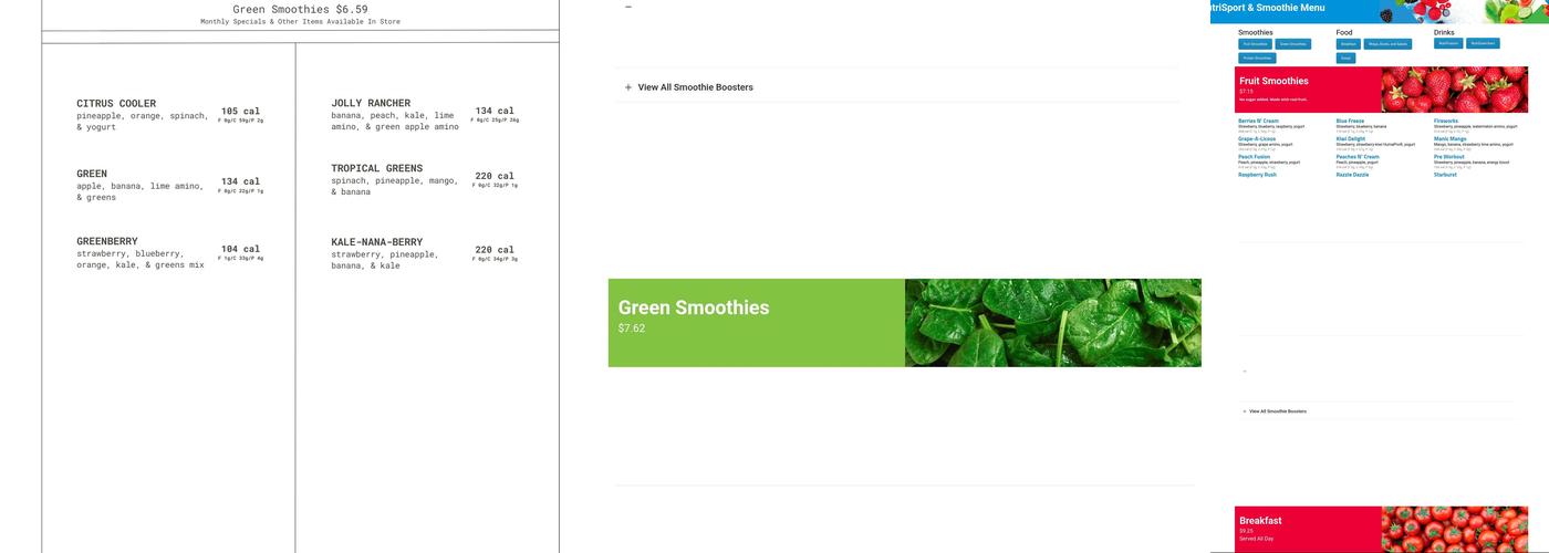 NutriSport & Smoothie - Marion Menu