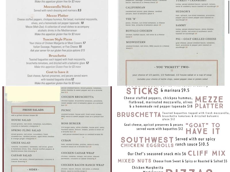 Stone Cliff Winery Menu