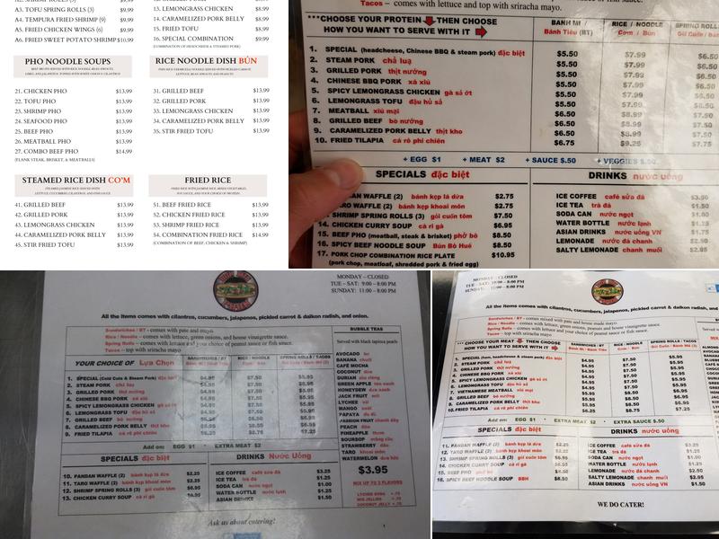 Bun Mee Phan Menu