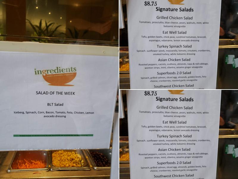 Ingredients Menu
