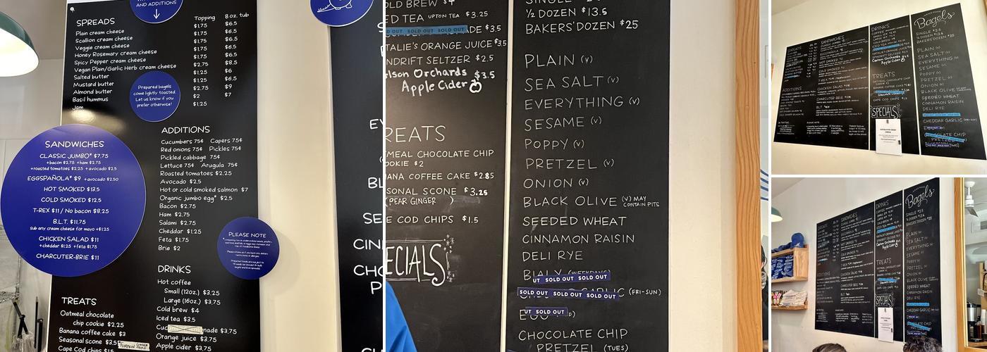 Bagelsaurus Menu