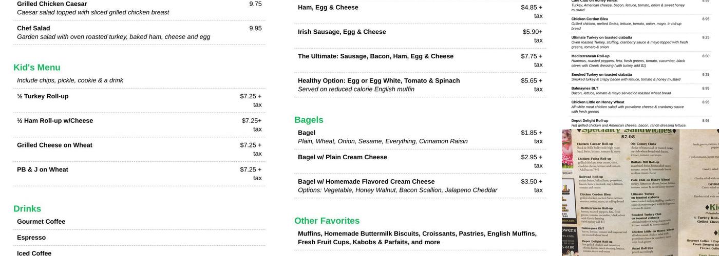 Ma Reilly's Cafe Menu