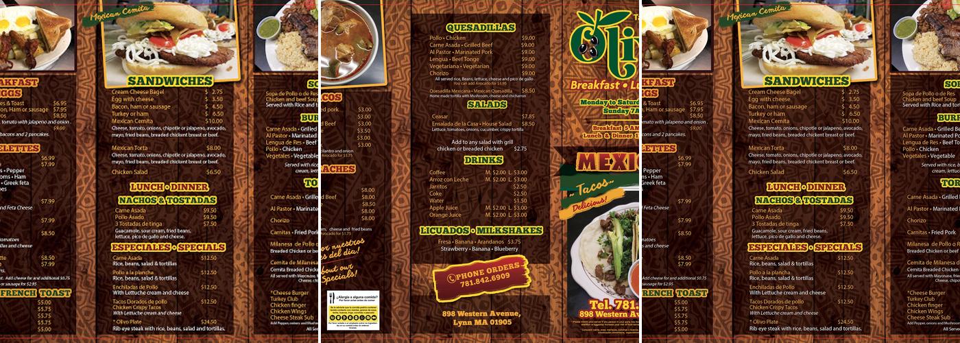 La Taqueria Los Tres Olivos (The Three Olivos) Menu