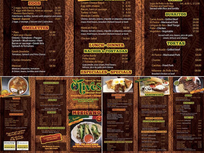 La Taqueria Los Tres Olivos (The Three Olivos) Menu