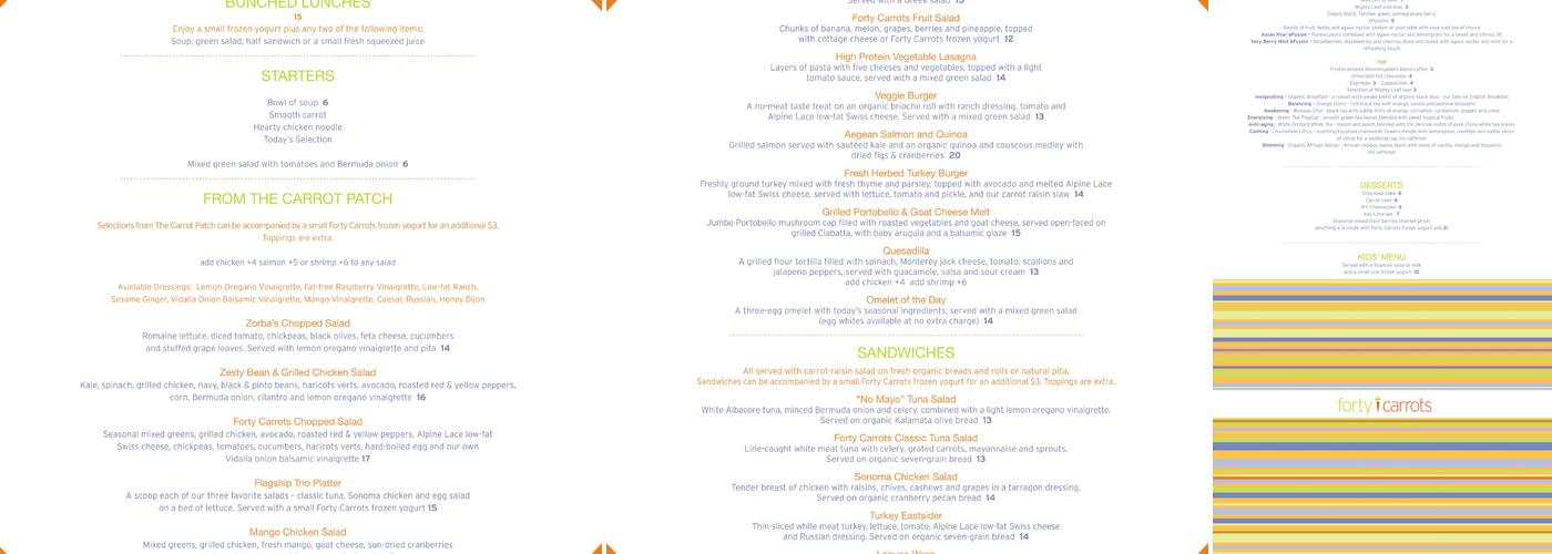 Forty Carrots Menu