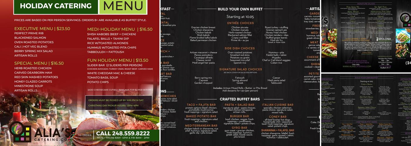 ALIA'S CATERING Menu