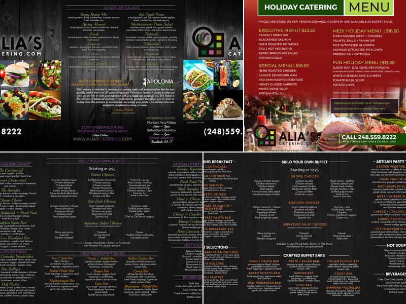 ALIA'S CATERING Menu