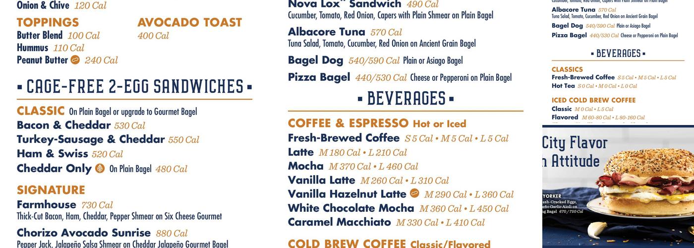 Noah's NY Bagels Menu