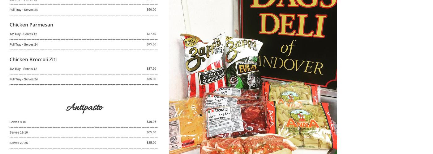 D'Agostino's Delicatessen - Andover, MA Menu