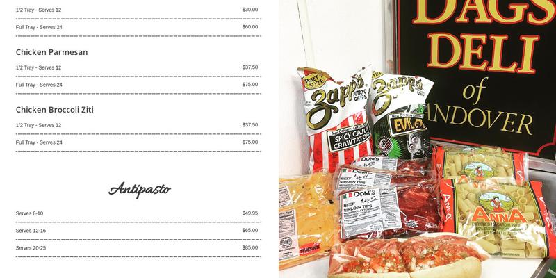 D'Agostino's Delicatessen - Andover, MA Menu