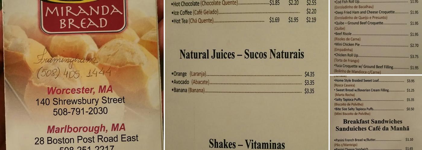 Miranda Bread Menu