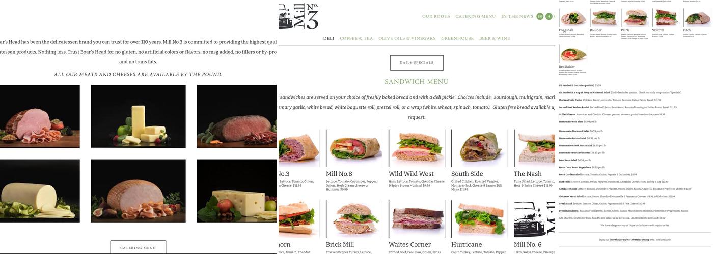 Mill No. 3 Menu