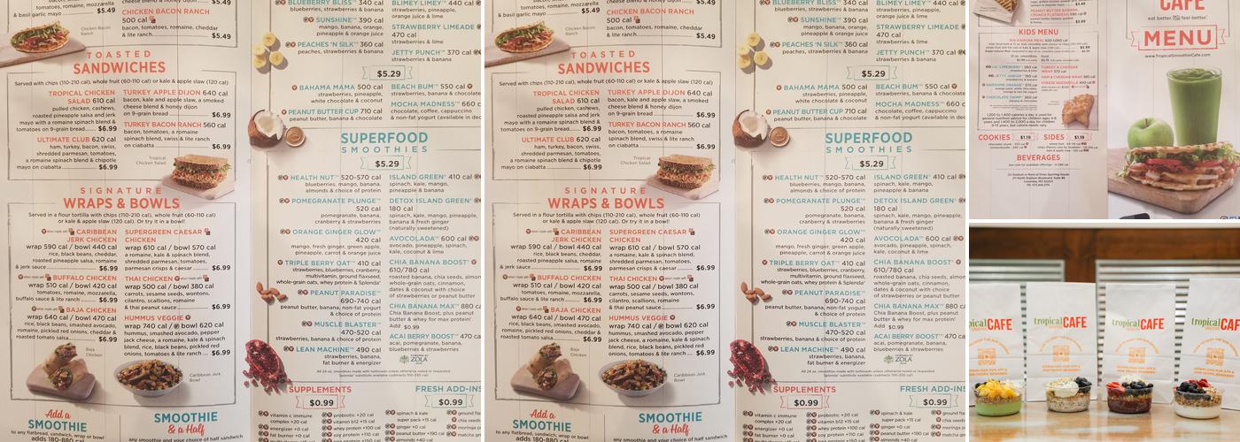 Tropical Smoothie Cafe Menu