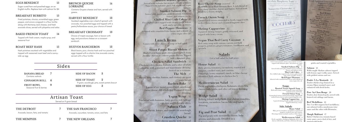 The Cafe Belle Epoque Menu