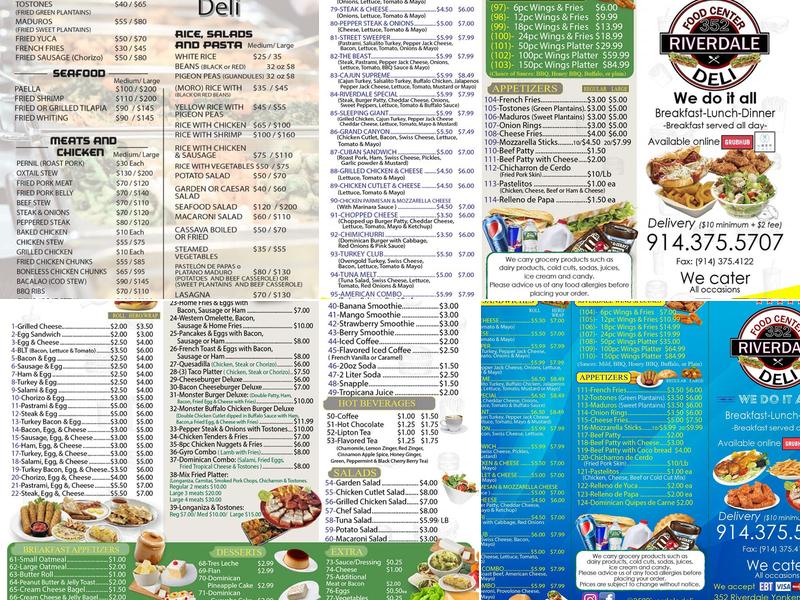 352 Riverdale Deli Menu