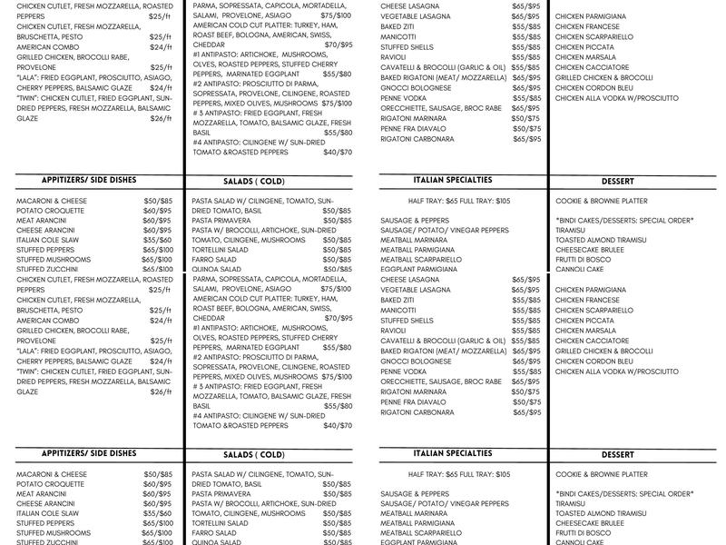 Mona Lisa Salumeria Menu