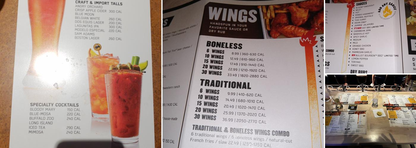 Buffalo Wild Wings Menu