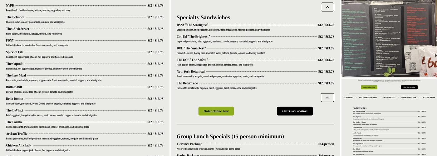 Joe's Italian Deli Menu