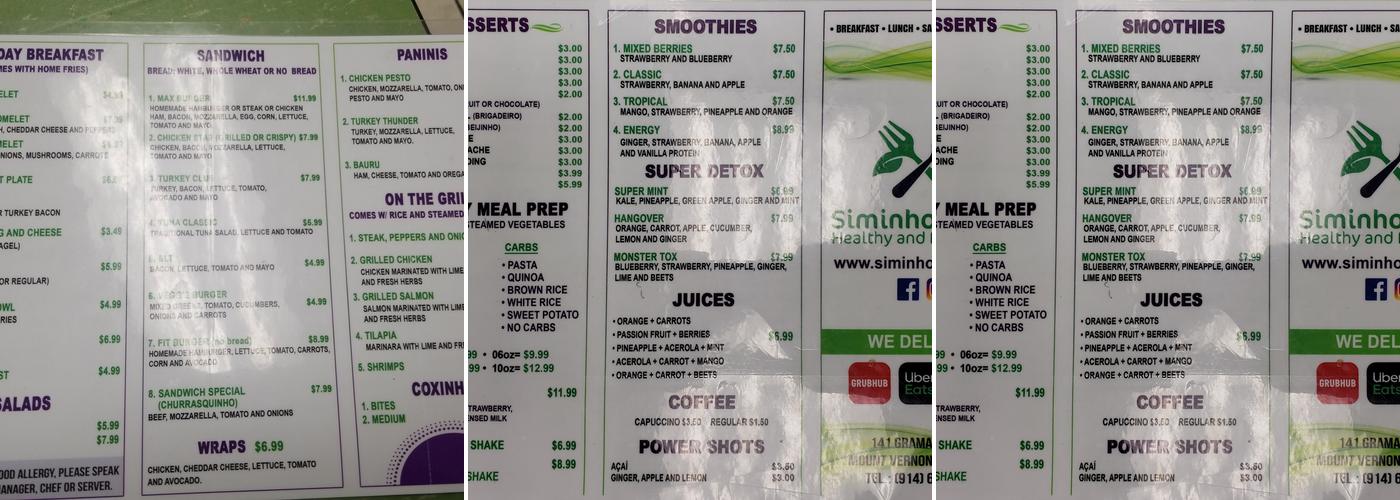 Siminho's Deli Menu