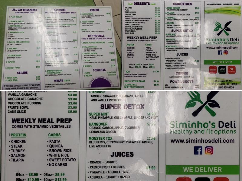 Siminho's Deli Menu