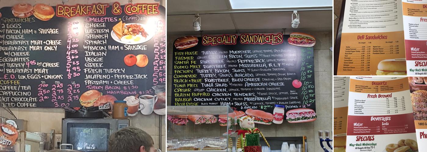 Highridge Bagel Factory Menu