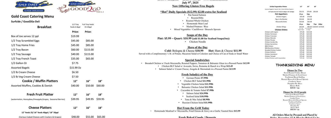 Gold Coast Deli Menu