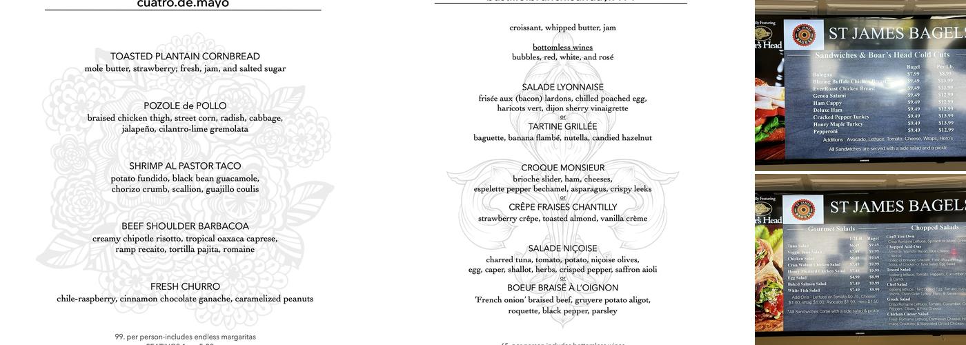 St James Bagels Menu
