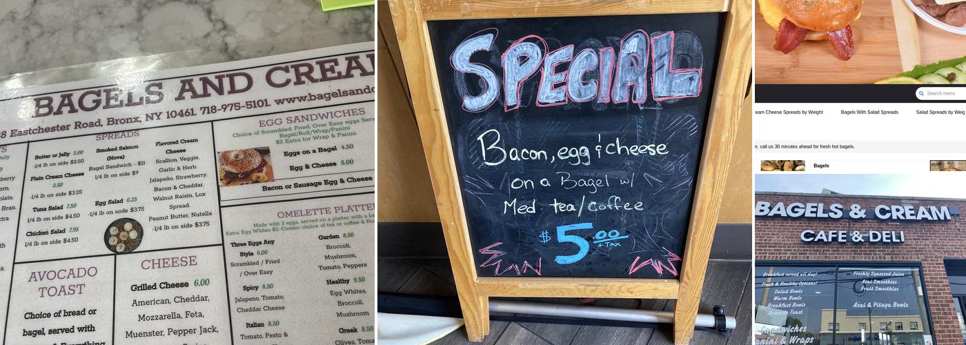 Bagels and Cream Menu
