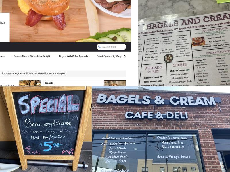 Bagels and Cream Menu
