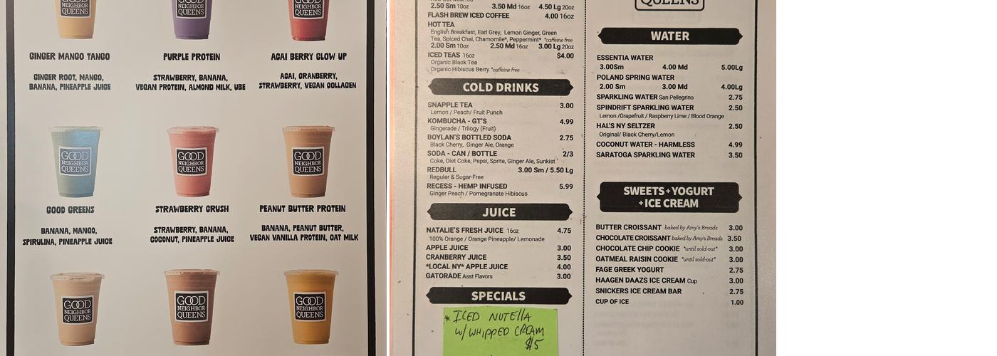 Good Neighbor Queens Menu