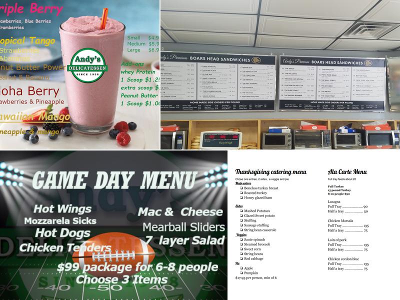 Andy's delicatessen Menu