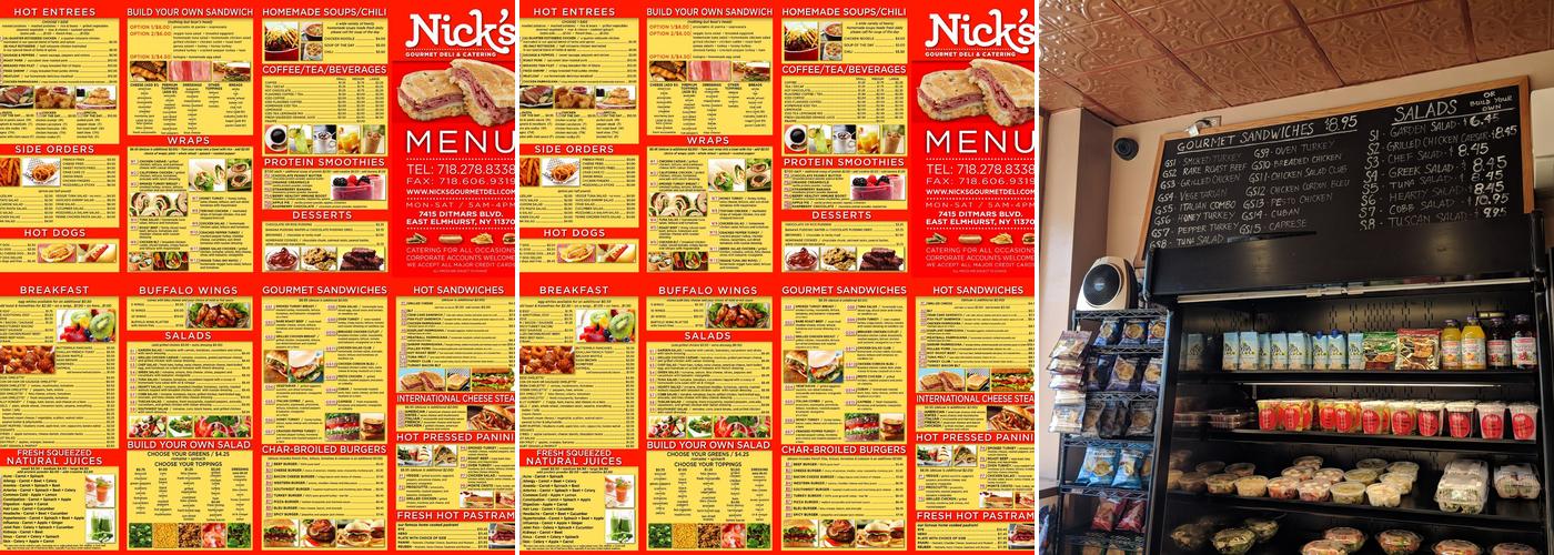 Nick's Gourmet Deli Menu