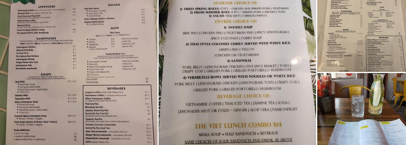 Ginger and Lemongrass Menu