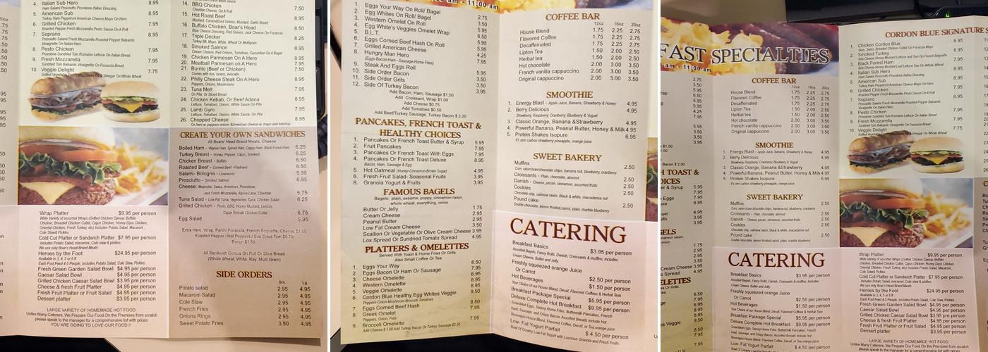 Cordon Blue Deli Menu