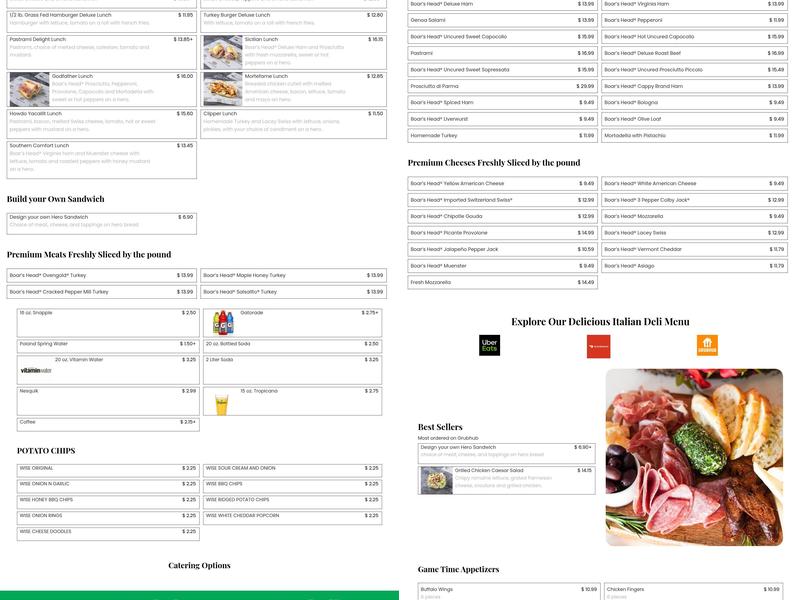 C & C Italian Deli 2 Menu