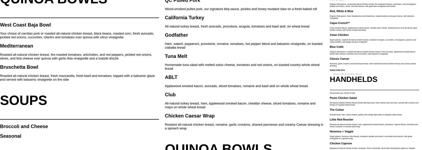Just Fresh Menu