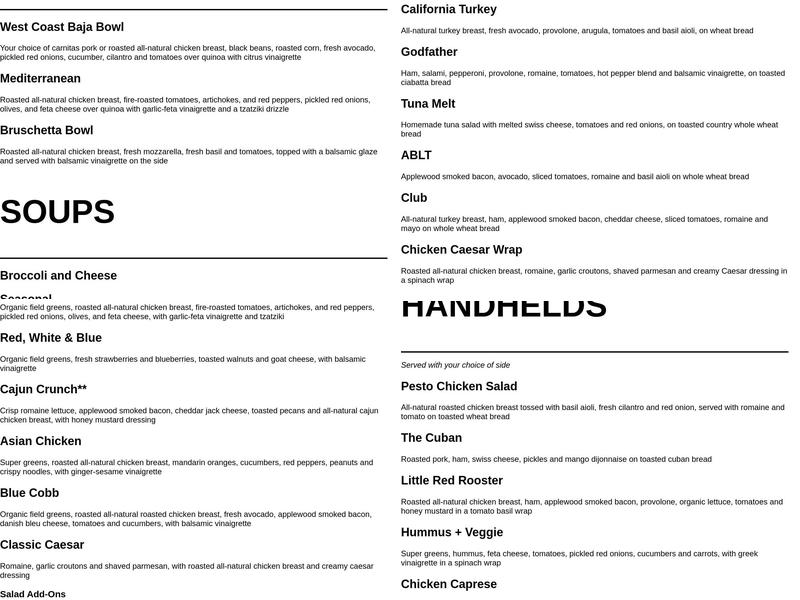 Just Fresh Menu