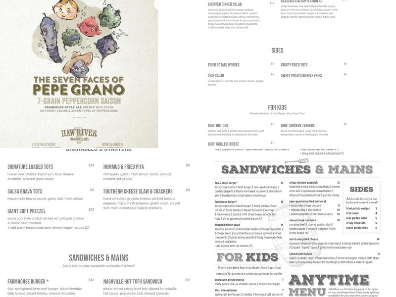 Haw River Tap & Table Menu