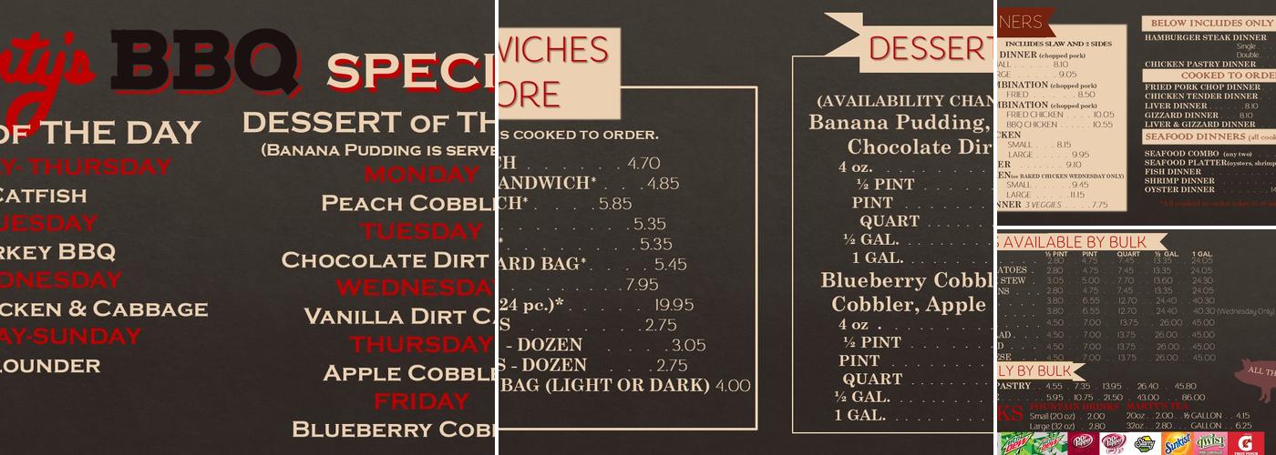 Marty's BBQ Menu