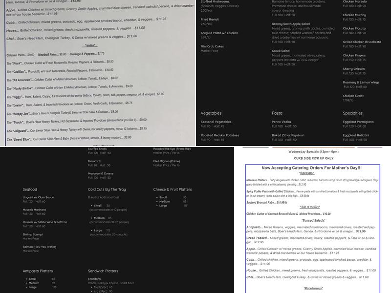 A Touch of Italy Menu