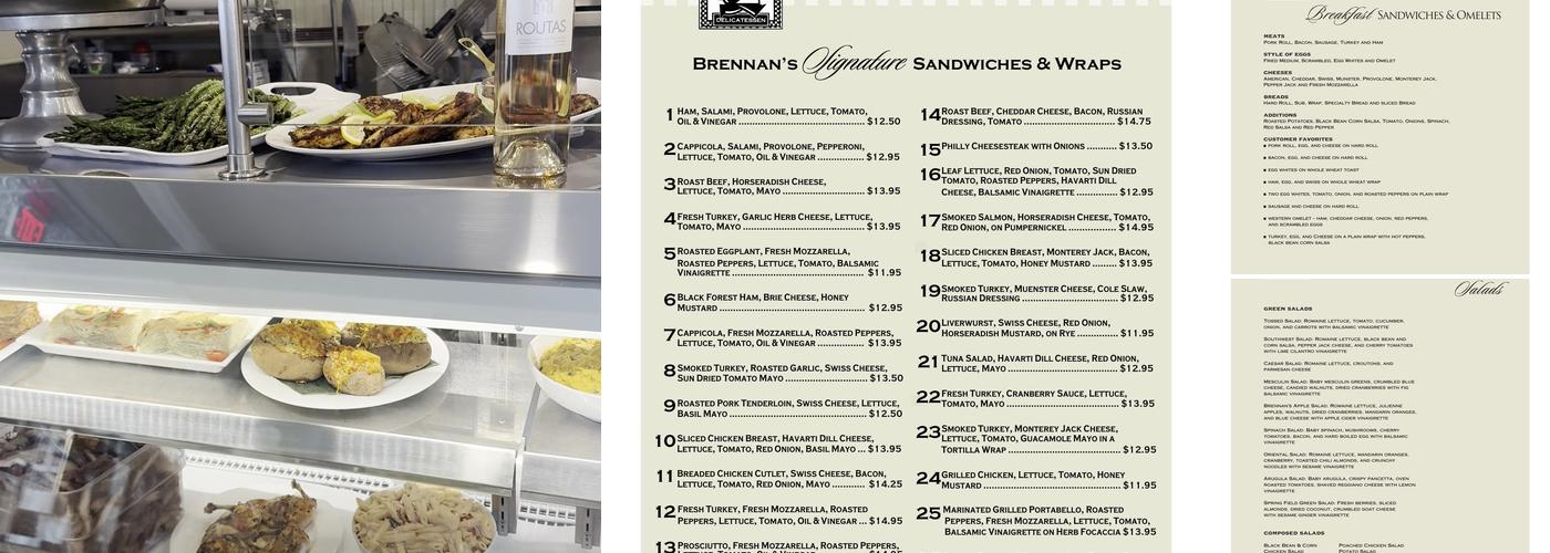 Brennan's Delicatessen of Rumson Menu