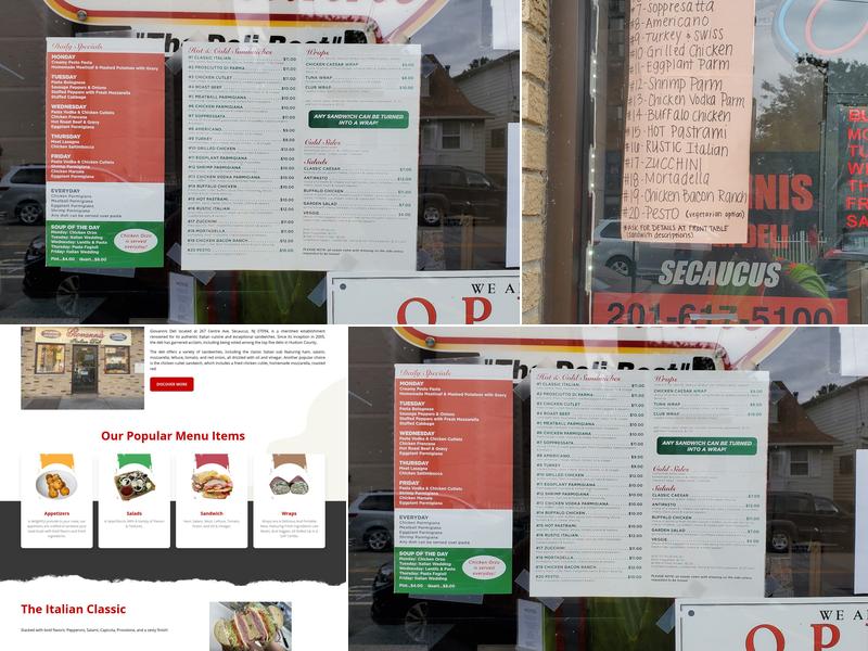 Giovannis Italian Deli Menu